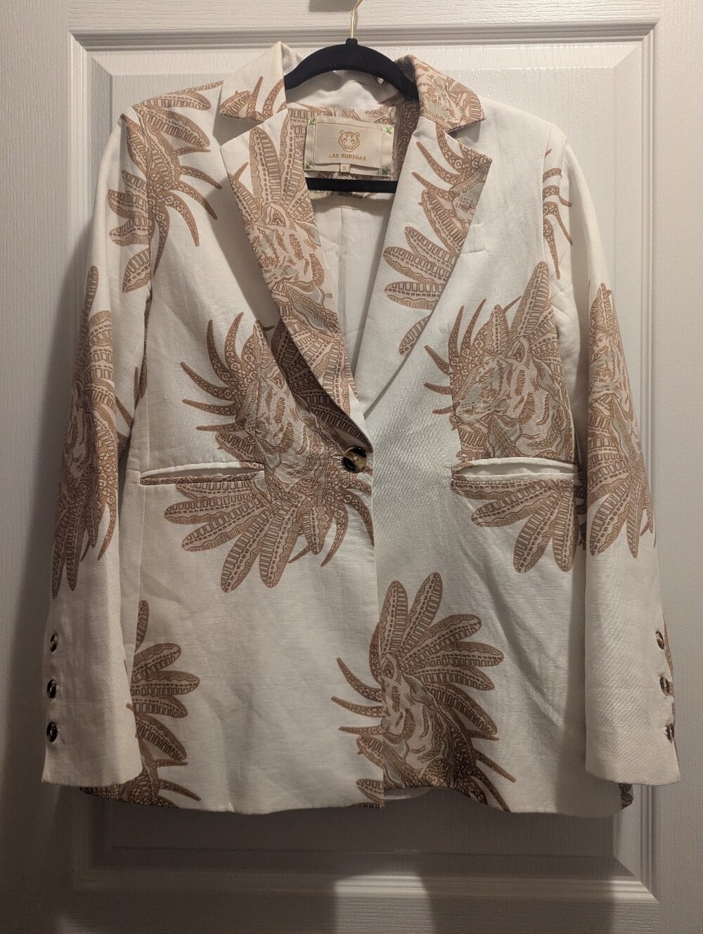 Las Sureñas Greek Tiger White Blazer - Picture 3 of 12